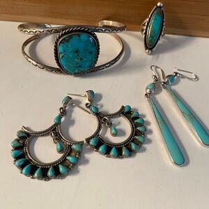 Turquoise Silver Jewelry Lot